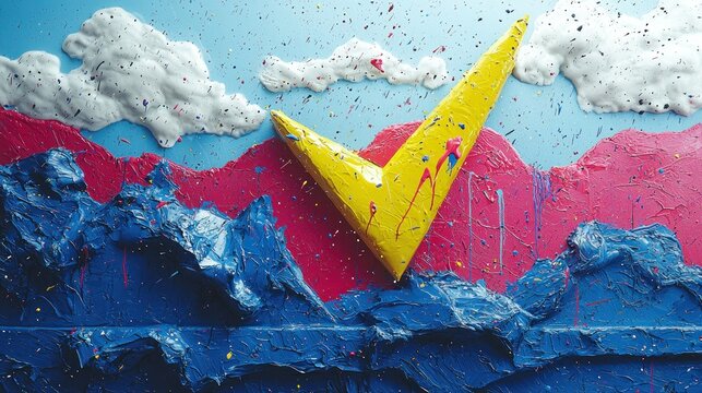 Abstract Mountain Landscape with Check Mark