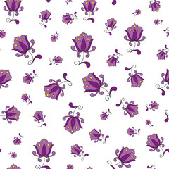 seamless repeat pattern with beautiful floral motifs with yellow dots on white background perfect for fabric, scrap booking, wallpaper, gift wrap projects