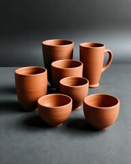 clay pots on a wooden table
