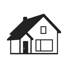 Simple house icon, black home silhouette, minimalist building vector, real estate symbol	