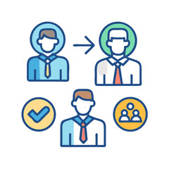 Employee Employer Hire Icon Set for Recruitment, Workforce, and Job Hiring

