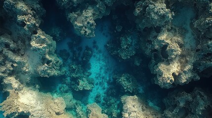 Obraz premium Aerial View of Underwater Coral Reef