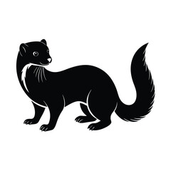 silhouette vector of mink on white backgrond