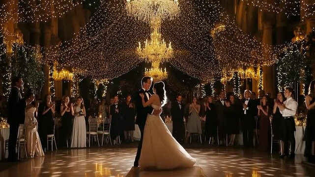Romantic First Dance at a Luxurious Wedding Reception