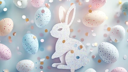Photo of a design featuring a rabbit decorated with a festive or spring egg.