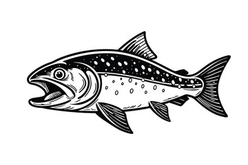 Fototapeta premium Arctic char fish vector silhouette