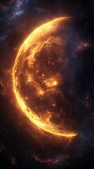 Obraz premium Radiant crescent moon with cosmic flare high resolution picture