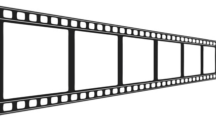 long 35mm filmstrip or border with empty frames on white background PNG. AI GENERATED