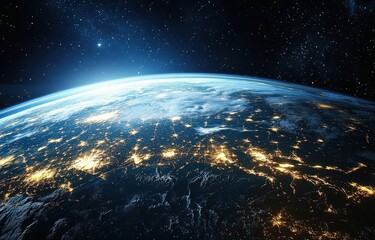 Obraz premium Earth from Space with City Lights