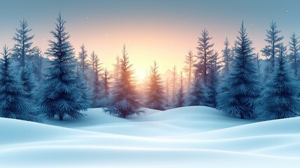 Fototapeta premium Winter Sunrise in a Snow Covered Forest