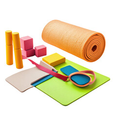 Yoga Mat Set on transparent background