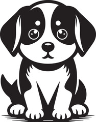 Fototapeta premium Black & White Puppy Dog Vector