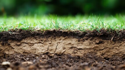 Fototapeta premium Cross Section of Soil Layers Revealing the Earth's Composition and the Beauty of Nature's Structure