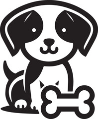 Black & White Puppy Dog Vector