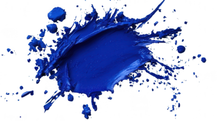 Dynamic cobalt paint explosion against stark backdrop for vivid concepts
