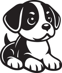 Black & White Puppy Dog Vector