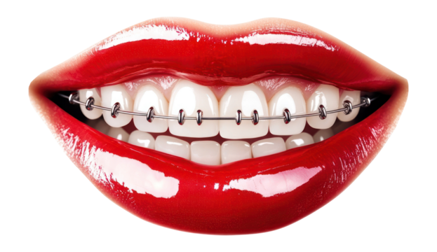 PNG Ruby lips braces dental teeth.
