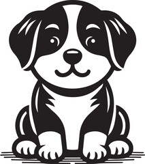 Fototapeta premium Black & White Puppy Dog Vector