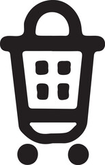 Silhouette of a shopping cart icon. Ideal for e-commerce, online shopping, retail, checkout, and product listing designs in digital and print media.