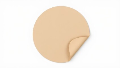 Beige Round Sticker with Peel-Off Corner
