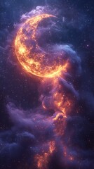 Obraz premium Surreal moonscape filled with cosmic sparks high resolution picture