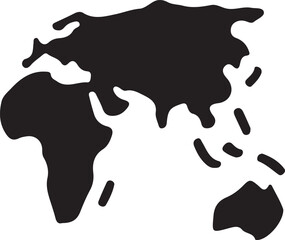Silhouette of a world map icon. Ideal for global, geography, travel, world exploration, education, and international design projects.