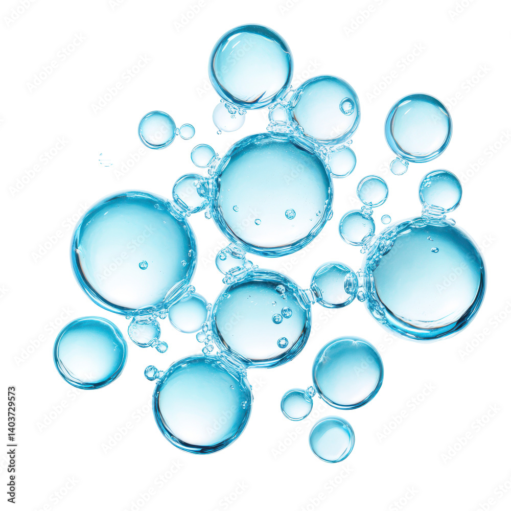 Wall mural bubbles of purity: a collection of transparent, iridescent bubbles, each a perfect sphere, floats in