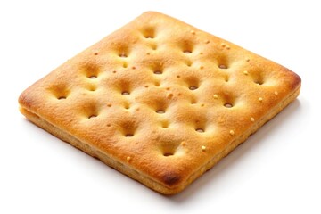 square cracker golden brown perforated surface snack food