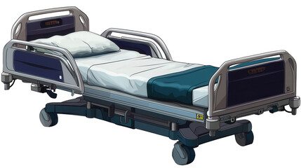 Detailed illustration of a modern medical bed commonly used in hospitals