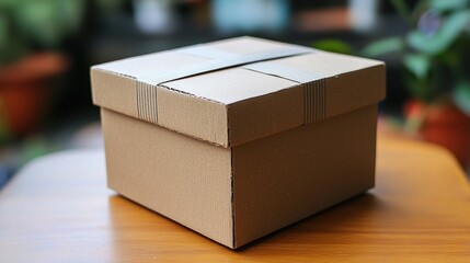 A Simple Brown Gift Box, Elegantly Wrapped and Ready for Presentation