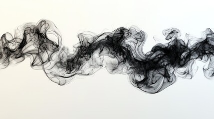 Abstract Black Smoke Wave: An Elegant Dance of Shadows on White