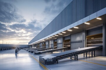 A modern industrial complex designed for maximum efficiency showcasing sleek warehouse exteriors automated conveyor systems advanced surveillance technology