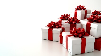 Obraz premium Red and White Gift Boxes Festive Holiday Presents