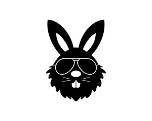 creative details Bunny with Sunglasses Icon Vector Illustration