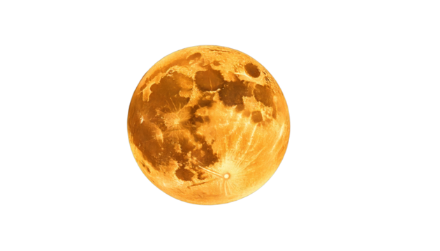 Golden Full Moon isolated on transparent background