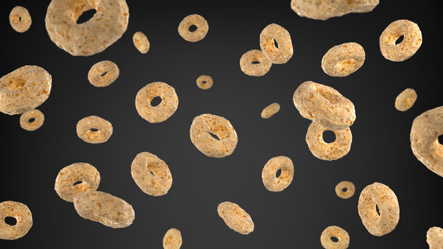 Floating Cereal Rings In Midair