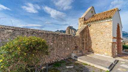 Fototapeta premium Castle cemetery in the beautiful town of Polop in Alicante.