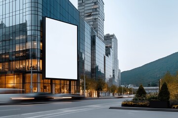 Blank billboard mockup for advertising in city environment front view