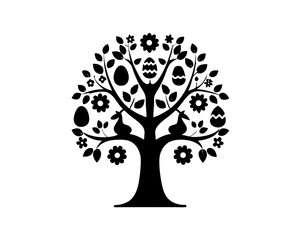 creative details Easter Tree Icon Vector Illustration