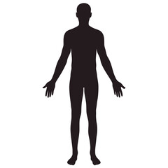 Silhouette of Human Body with Outstretched Arms in Neutral Stance