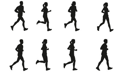 Naklejka premium Silhouettes of Running Figures Capturing Dynamic Human Motion