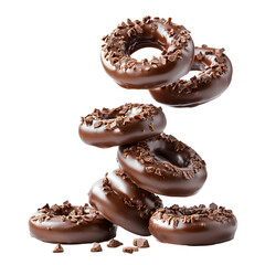 Delicious Chocolate Donuts Falling Stack Sweet Treat