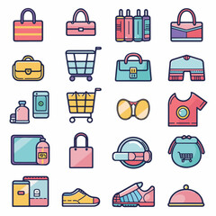 shopping icons set