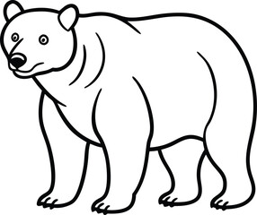 Illustration of a Bear in Simple Black and White Line Art Style

