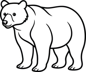 Obraz premium Illustration of a Bear in Simple Black and White Line Art Style