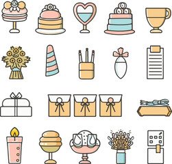 birthday elements icons set