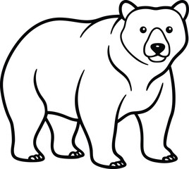 Illustration of a Bear in Simple Black and White Line Art Style

