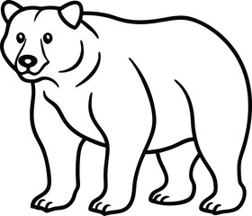 Illustration of a Bear in Simple Black and White Line Art Style

