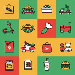 Food delivery icon set