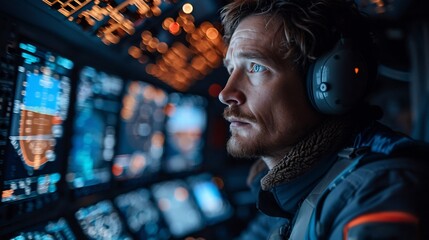 A futuristic airborne navigation interface with real time AI assisted route optimization